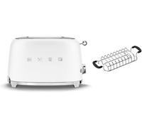 Smeg TSF01 Matte 2 Slice Toaster + TSBW01 Bun Warmer Bundle - Matte White