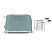 Smeg TSF01 Matte 2 Slice Toaster + TSSR01 2-Sandwich Racks Bundle - Emerald Green