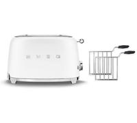 Smeg TSF01 Matte 2 Slice Toaster + TSSR01 2-Sandwich Racks Bundle - Matte White