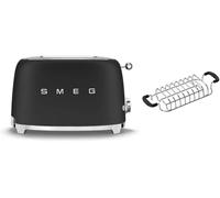Smeg TSF01 Matte 2 Slice Toaster with Bun Warmer Set in Black