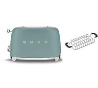 Smeg TSF01 Matte 2 Slice Toaster + TSBW01 Bun Warmer Bundle - Emerald Green