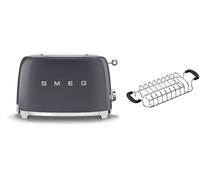 (Grey) Smeg TSF01 2 Slice Toaster + TSBW01 Bun Warmer Bundle
