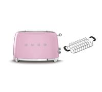 (Pink) Smeg TSF01 2 Slice Toaster + TSBW01 Bun Warmer Bundle