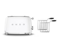 (White) Smeg TSF01 2 Slice Toaster + TSSR01 2-Sandwich Racks Bundle