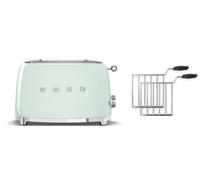 Smeg TSF01 2 Slice Toaster + TSSR01 2-Sandwich Racks Bundle - Pastel Green