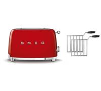 Smeg TSF01 2 Slice Toaster + TSSR01 2-Sandwich Racks Bundle - Red