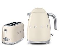 Smeg TSF02CRUK KLF01CRUK | 50s Retro Style 4 Slice Toaster & Kettle Set in Cream