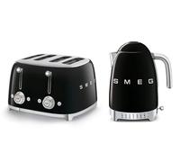 Smeg Tsf03, Klf04 4-Slice Toaster & 1.7L Variable Temperature Kettle Set In Black Black One Size
