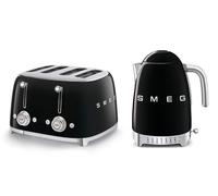 Smeg TSF03 4-Slice Toaster & KLF04 1.7L Variable Temperature Controlled Kettle Bundle - Black