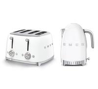 (White) Smeg TSF03 4-Slice Toaster & KLF04 1.7L Variable Temperature Controlled Kettle Bundle