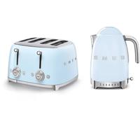 Smeg Bundle Set TSF03 4-Slice Toaster & KLF04 1.7L Variable Temperature Controlled Kettle - Pastel Blue