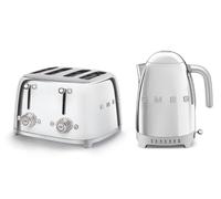 (Stainless Steel) Smeg TSF03 4-Slice Toaster & KLF04 1.7L Variable Temperature Controlled Kettle Bundle