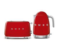 Smeg 50s Style Retro Style Kitchen Set, 1.7L Jug Kettle, 2 Slice Toaster, Red, EEJB536
