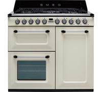 Smeg Victoria TR103P 100cm Dual Fuel Range Cooker with Gas Hob - Cream - A/B Rated