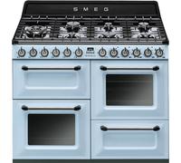 Smeg Victoria TR4110AZ 110cm Dual Fuel Range Cooker with Gas Hob - Pastel Blue - A/A Rated, Blue