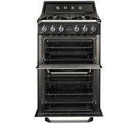 Smeg Victoria TR62BL 60 cm Wide Double Oven Dual Fuel Cooker - Black, Black