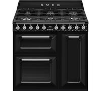 Smeg Victoria TR93BL 90cm Wide Black Dual Fuel Freestanding Range Cooker
