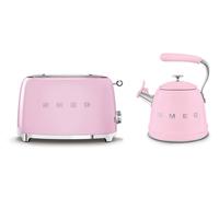 Smeg Retro Bundle | WKF01 Whistling Stovetop Kettle & TSF01 2-Slice Toaster Set - Pink