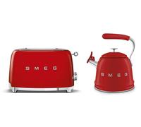 Smeg Wkf01, Tsf01 Whistling Stovetop Kettle & 2-Slice Toaster Set In Red Red One Size