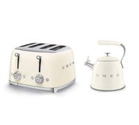 Smeg Wkf01, Tsf03 Whistling Stovetop Kettle & 4-Slice Toaster Set In Cream Cream One Size