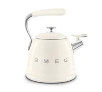 Smeg Wkf01Cr Whistling Kettle, 2.3 Litres With Steam Whistle, Cool Touch Handle And Practical Spout, Cream In Tan Tan A