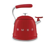 Smeg WKF01RD Whistling Kettle, 2.3 litres with Steam Whistle, Cool Touch Handle and Practical Spout, Red