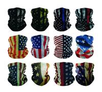 SMEHCF 12 Multipurpose Bandanas for Women Men Headband Balaclava Hair Head Scarf Face Half Airsoft Paintball Mask Neck Gaiters Breathable Reusable Washable US Flag Old Glory Distress Black Blue