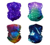 SMEHCF 4 Headband Bandana Balaclava Half Face Mask Shield Head Hair Scarf Neck Gaiter Hat Multipurpose For WoMen Men Breathable Reusable Washable Universe Nebula Galaxy Constellation Blure Orange