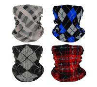 SMEHCF 4 Multipurpose Bandanas for Women Men Headband Balaclava Hair Head Scarf Face Half Airsoft Paintball Mask Neck Gaiters Breathable Washable Winter Sweater Plaid Pattern