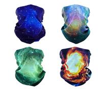 SMEHCF 4 Multipurpose Bandanas for Women Men Headband Balaclava Hair Head Scarf Face Half Airsoft Paintball Mask Neck Gaiters Breathable Reusable Washable Universe Nebula Galaxy Blure Orange Green