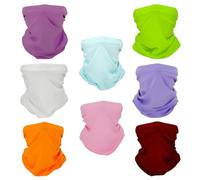 SMEHCF 8 Cooling Neck Gaiters Multipurpose Bandanas for Women Men Headband Balaclava Hair Head Scarf Face Half Mask White Light Purple Pink Sky Blue Bright Red Fluorescent Green Orange