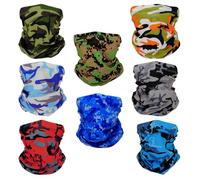 SMEHCF 8 Cooling Neck Gaiters Multipurpose Bandanas for Women Men Headband Balaclava Hair Head Scarf Face Half Mask Camouflage Royal Sky Blue Army Green Light Gray Bright Red Orange Digital Camo