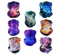 SMEHCF 8 Multipurpose Bandanas for Women Men Headband Balaclava Hair Head Scarf Face Half Airsoft Paintball Mask Neck Gaiters Breathable Reusable Washable Universe Nebula Purple Blure Orange