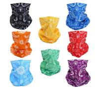 SMEHCF 8 Multipurpose Bandanas for Women Men Headband Balaclava Hair Head Scarf Face Half Airsoft Paintball Mask Neck Gaiters Breathable Reusable Washable Blue Red Orange Green Yellow Cashew Flower
