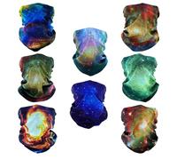SMEHCF 8 Multipurpose Bandanas for Women Men Headband Balaclava Hair Head Scarf Face Half Airsoft Paintball Mask Neck Gaiters Breathable Reusable Washable Universe Nebula Galaxy Blure Orange Green
