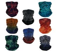 SMEHCF 8 Multipurpose Bandanas for Women Men Headband Balaclava Hair Head Scarf Face Half Airsoft Paintball Mask Neck Gaiters Breathable Washable Red Green Black Blue Line Drawing Gradient Color