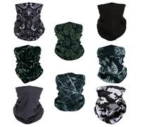 SMEHCF 8 Multipurpose Bandanas for Women Men Headband Balaclava Hair Head Scarf Face Half Airsoft Paintball Mask Neck Gaiters Breathable Washable Black White Snow Pine Camo Camouflage Konjac Flower