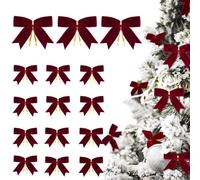SMEILEE 15 pcs Wine Red Velvet Bows with Twist Ties for Christmas Tree Decorations Christmas Decorative Bows Christmas Bow Gift Wrapping DIY Crafts Wedding Decorative Xmas Decor Wreath Ornament