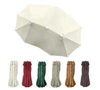 SMELEDFCFK Large Twin Umbrella Replacement Canopy 15ft Replacement Umbrella Fabric 12 Ribs Parasol Replacement Cover Triple Head Umbrella Cloth(Beige)