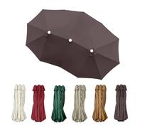 SMELEDFCFK Large Twin Umbrella Replacement Canopy 15ft Replacement Umbrella Fabric 12 Ribs Parasol Replacement Cover Triple Head Umbrella Cloth(Brown)
