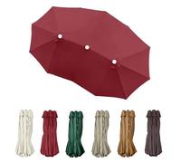 SMELEDFCFK Large Twin Umbrella Replacement Canopy 15ft Replacement Umbrella Fabric 12 Ribs Parasol Replacement Cover Triple Head Umbrella Cloth(Burgundy)