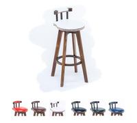 SMELEDFCFK Solid Wood 360° Swivel Bar Stools, Rustic Counter Height Bar Stools With Footrest, Round Upholstered Seat Barstool, Low Back Bar Chairs For Kitchen Counter Dining Room(White,73cm/29in)