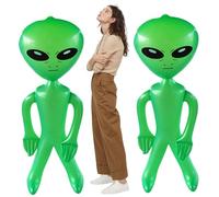 SMELEYOU 2 Pcs Inflatable Alien 59.1 In Green Funny PVC Blow up Standing Alien Balloons Anti-Leak Party Decor Toy for Halloween Birthday Party Supplies