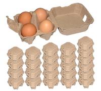 SMELEYOU 25Pcs Egg Cartons 4 Counts Capacity Egg Crates Reusable Natural Pulp Egg Cartons Stackable Duck Egg Carton Egg Storage Containers for Family Farm Market Kitchen