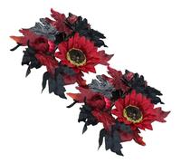 SMELEYOU 2Pcs Candle Rings Halloween Decoration Artificial Maple Leaves Fall Candle Rings Silk Halloween Mini Wreaths for Wedding Centerpiece Party Home Table Decor