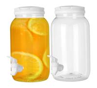 SMELEYOU 2Pcs Drink Dispensers 1 Gallon BPA Free Plastic Water Dispenser with Tap ＆ Handle Airtight Screw-Top Lid Beverage Dispenser Cold Water Kettle for Fridge Iced Tea Lemonade Bar Party