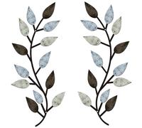 SMELEYOU 2Pcs Wall Decor Metal Tree Leaf Entryway Wall Decor Modern Style Vine Olive Branch Leaf Art for Living Room, Hallway Outdoor Decoration