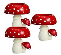 SMELEYOU 3 PCS Mushroom Candles Holder Set Whimsical Red Resin Tealight Candle Holders Realistic Mushroom Decorations ideal for Home Decorating Placing Candles