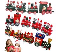 SMELEYOU 3Pcs Christmas Train Decor Cute Wooden Mini Christmas Train 3 Styles Exquisite Creative Decor for Kids Festival Party Home Decoration