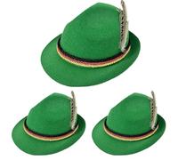 SMELEYOU 3Pcs German Hat One Size Oktoberfest Costume Men Traditional Bavarian Oktoberfest Hat for Adults(Green)